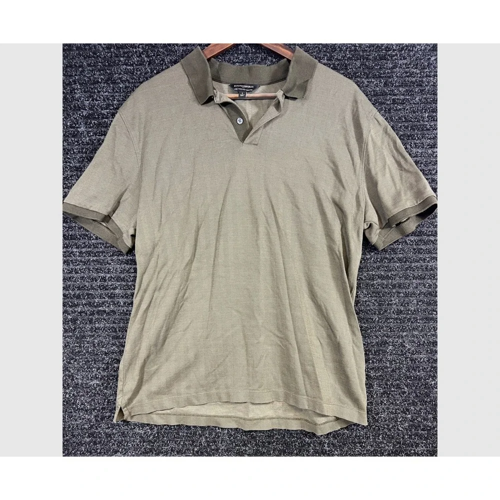 Banana Republic Luxe Touch Polo Shirt Short Sleeve Casual Top Olive‎ L